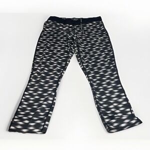 Nike Women Dri-Fit Capri Leggings Run Fast Live Fearless Size L Black Gray White